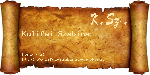 Kulifai Szabina névjegykártya